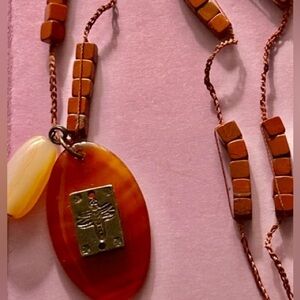 Vintage Artisan Dragonfly on Carnelian, Red Jasper cube beads on handwoven silk